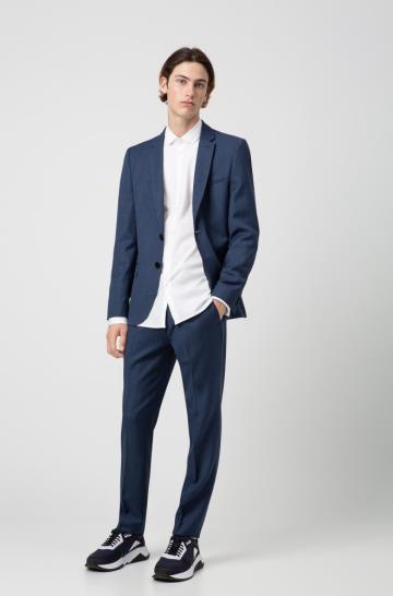 Spodnie HUGO Extra Slim Fit Virgin Wool Ciemny Niebieskie Męskie (Pl53660)